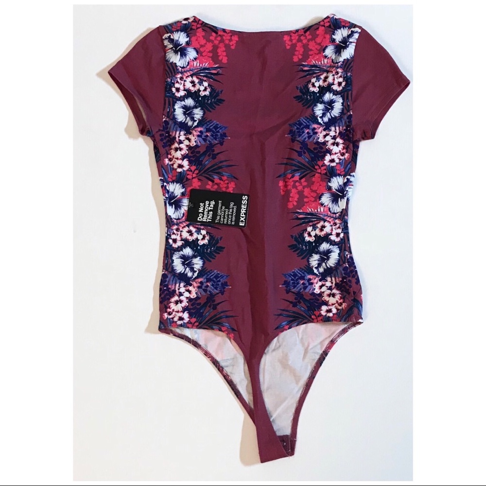 EXPRESS DEEP V  FLORAL BODYSUIT - Picture 4 of 7